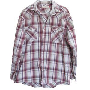 Roper Western Pearl Snap Shirt‎ Mens Large Purple Striped Long Sleeve Collared